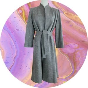 Vintage Fleurette Elegant Gray Belted Coat